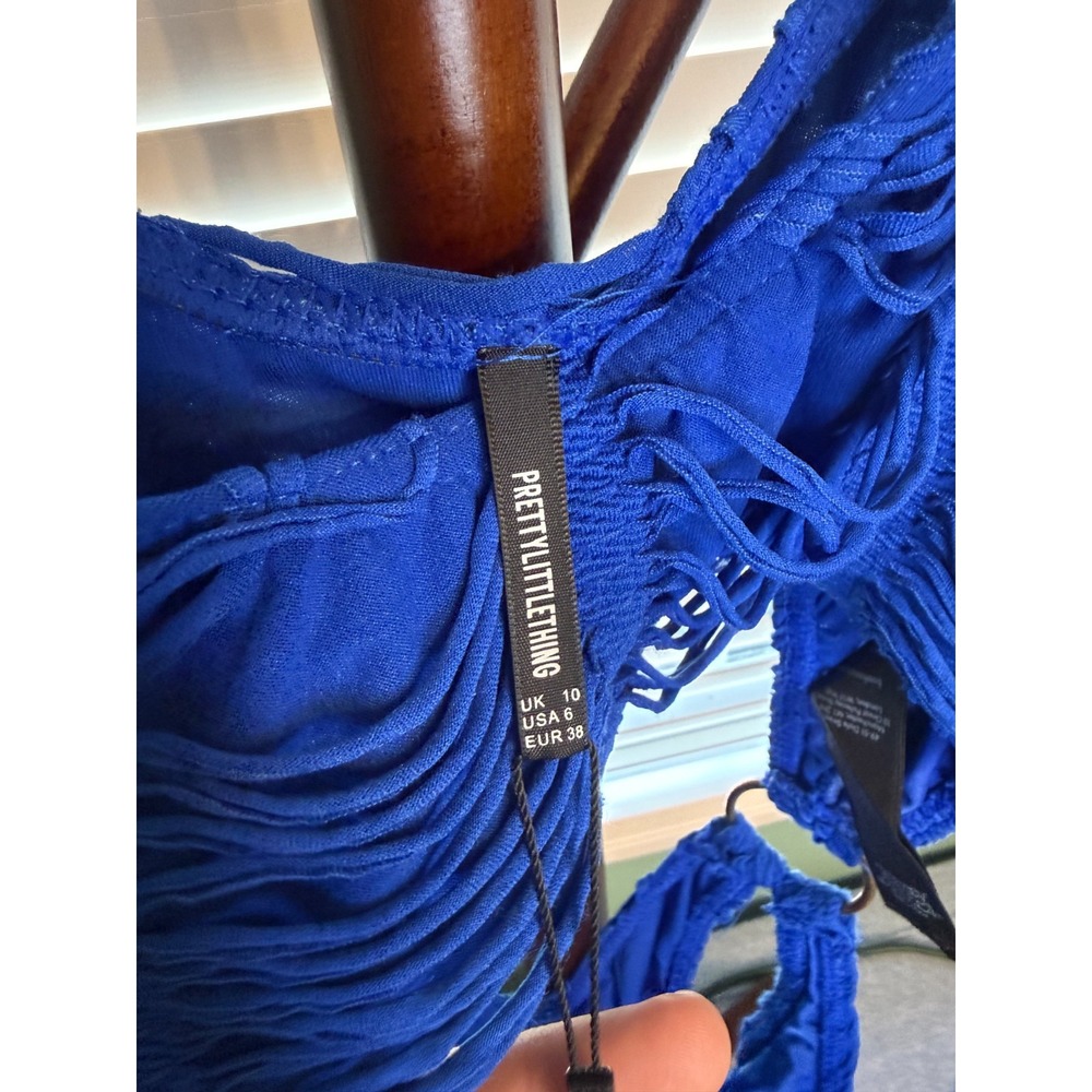 PrettyLittleThing Swimsuit Womens US 6 Cobalt Blue Extreme Slashed Cut Out NWT - Picture 3 of 6